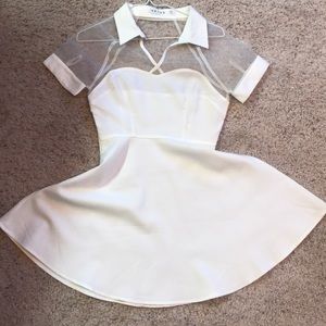 Pleaded White Spring Dress